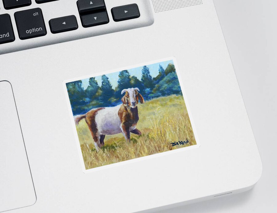 Goats Sticker featuring the painting Goat in the Weeds by William Reed