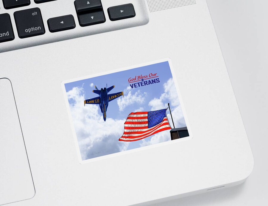 Veterans Sticker featuring the photograph God Bless Our Veterans by Brian Tada