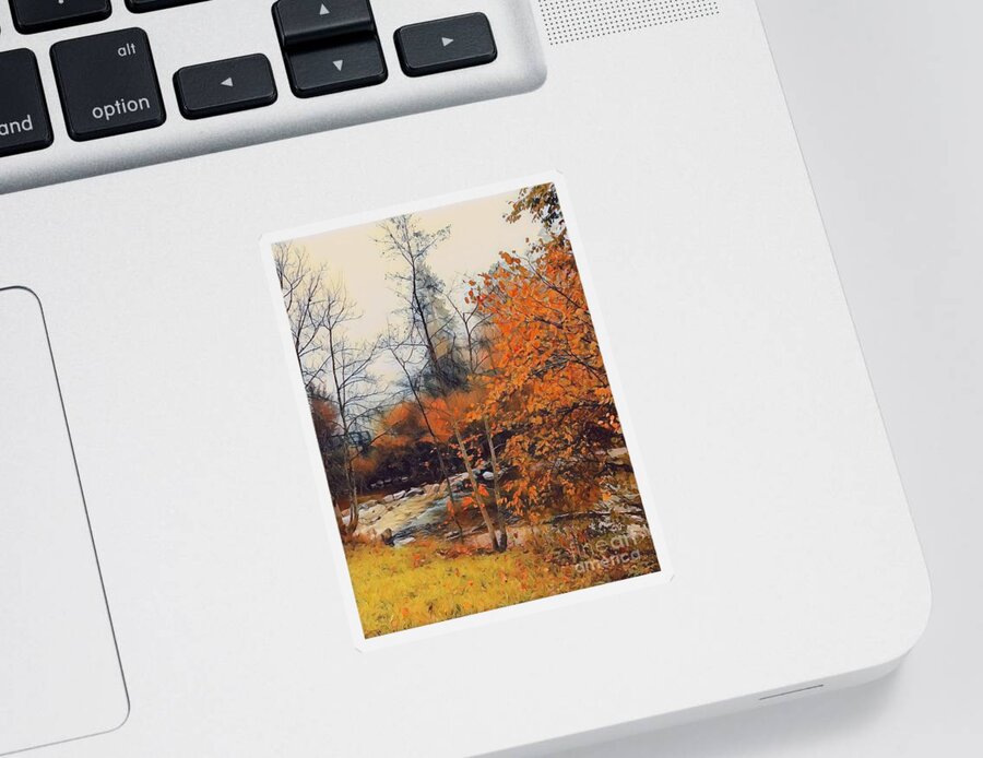 Fall Sticker featuring the photograph Golden Autumn Trees 2 by Claudia Zahnd-Prezioso