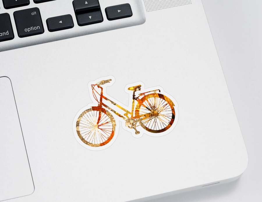 Golden Bicycle Sticker featuring the digital art Golden Bicycle Silhouette by Nancy Merkle