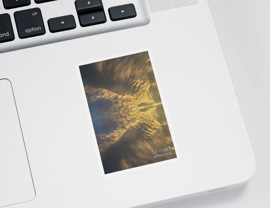 Clouds Sticker featuring the digital art Golden clouds in the sunset sky 1 by Adriana Mueller