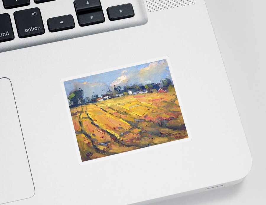 Field Sticker featuring the painting Golden Field by Ylli Haruni