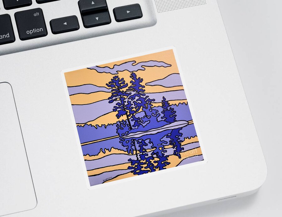 Trees Sticker featuring the painting Golden Twilight by Petra Burgmann