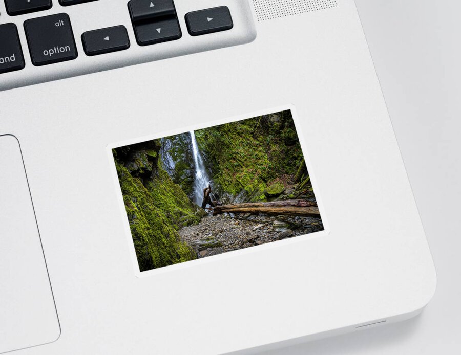 Waterfalls Sticker featuring the photograph Goldstream Park Waterfalls by Bill Cubitt