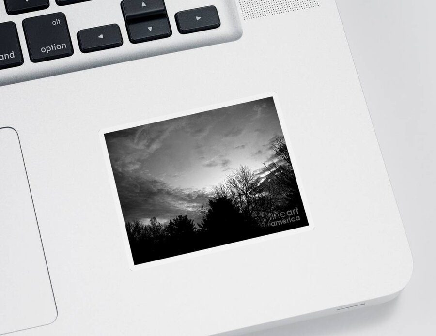 Landscape Photography Sticker featuring the photograph Good Day Promise Sunrise - Black and White by Frank J Casella
