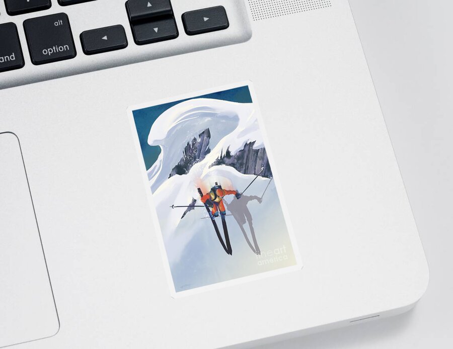 Extreme Ski Sticker featuring the painting Good till the last drop ski by Sassan Filsoof