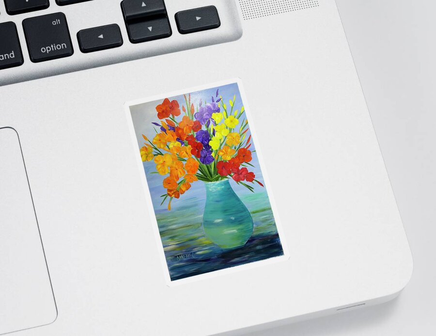 Flowers Sticker featuring the painting Gorgeous Gladiolas by Sue Dinenno