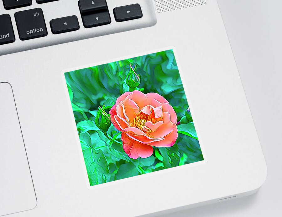 Flowers Sticker featuring the digital art Gorgeous Rose by Nancy Olivia Hoffmann