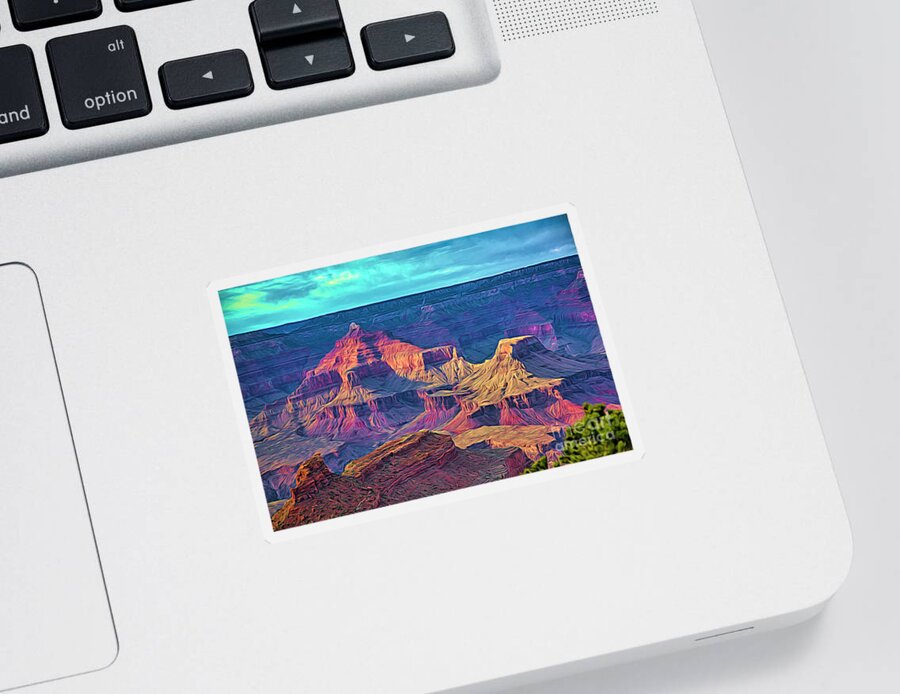 Grand Canyon Sticker featuring the digital art Grand Canyon Creative Art Color by Chuck Kuhn