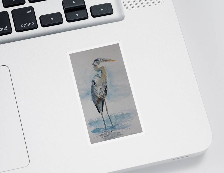 Heron Sticker featuring the painting Great Blue Heron by Ruth Kamenev