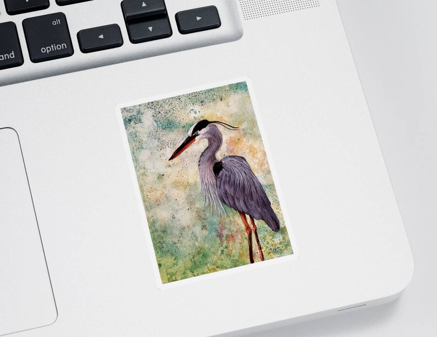 Wildlife Sticker featuring the painting Great Blue Heron by Zan Savage