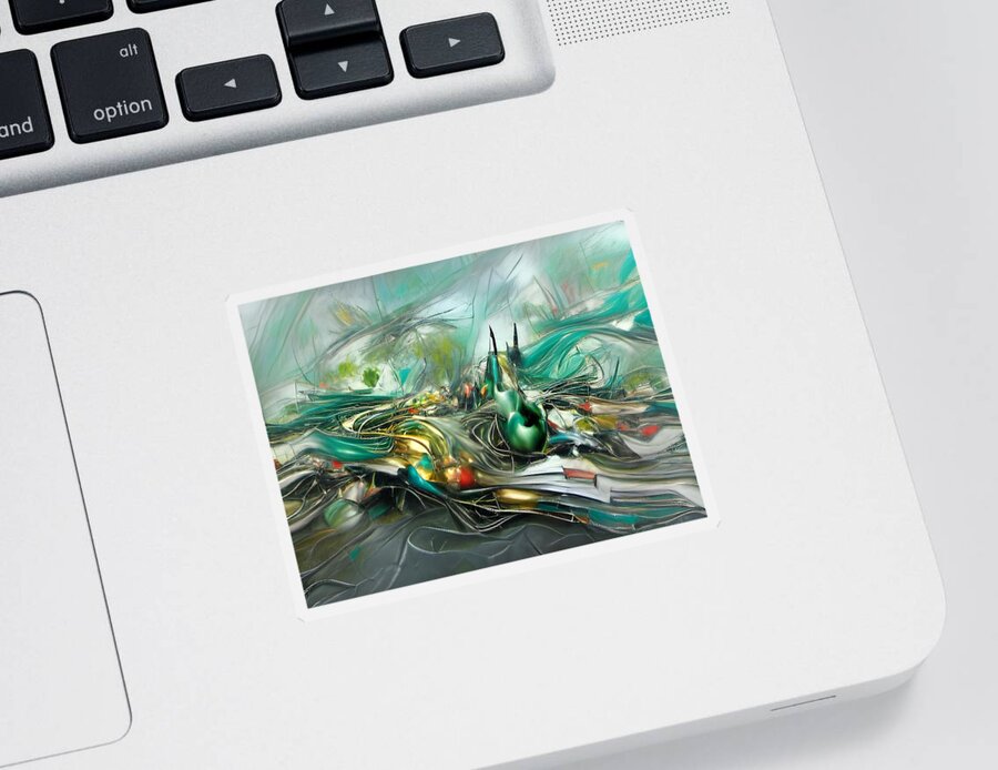 Digital Sticker featuring the digital art Green Abstract by Beverly Read
