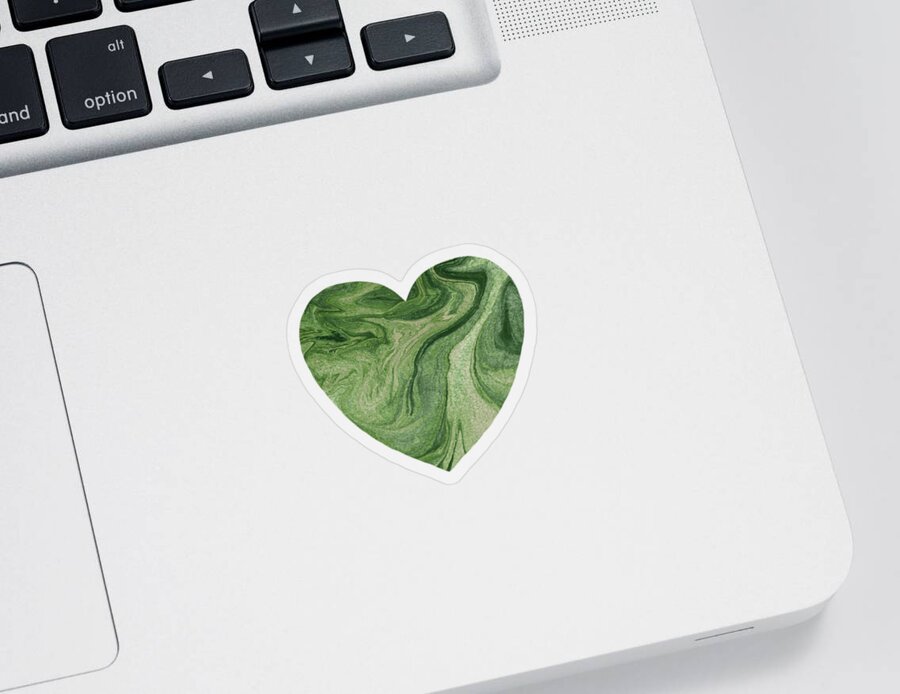 Stone Heart Sticker featuring the painting Green Marble Heart Watercolor by Irina Sztukowski