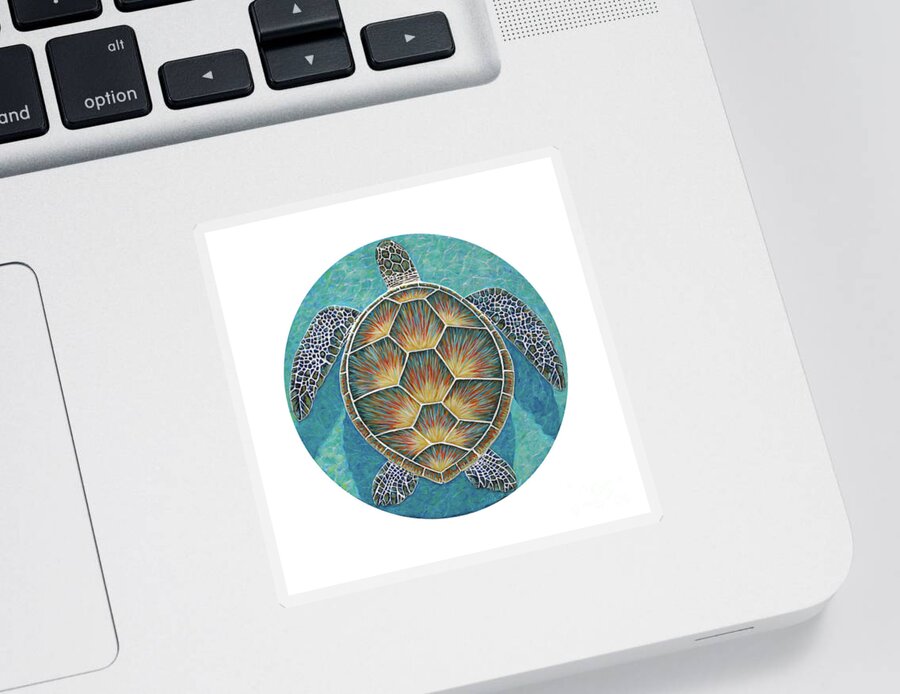 Plaster Of Paris Sticker featuring the painting Green Turtle Bas Relief by Danielle Perry