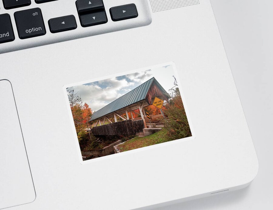 Danville Sticker featuring the photograph Greenbank Hollow Covered Bridge - Side by Tim Kirchoff