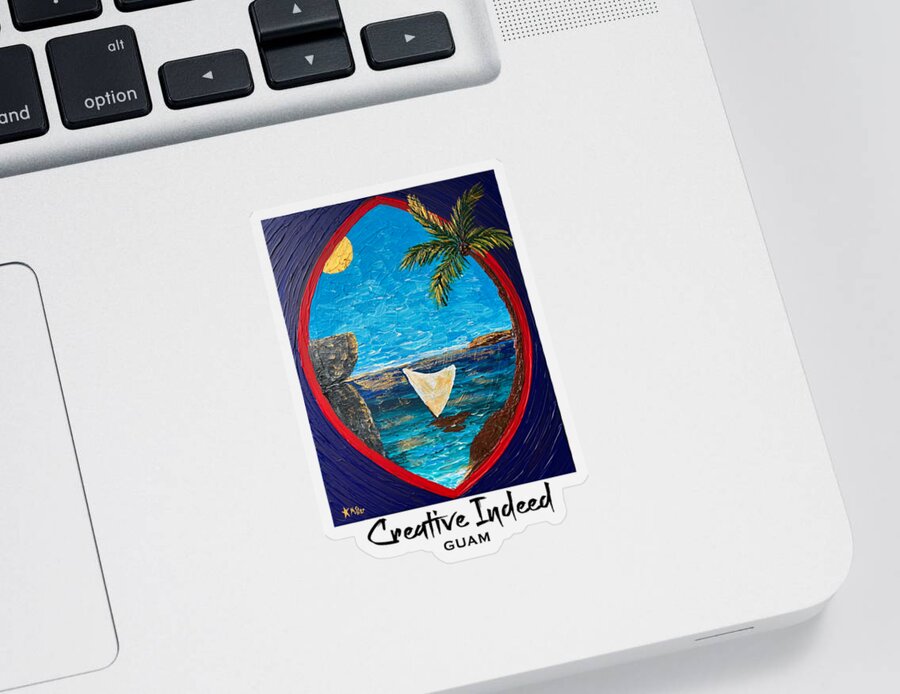  Sticker featuring the painting Guam Seal Black by Michelle Pier