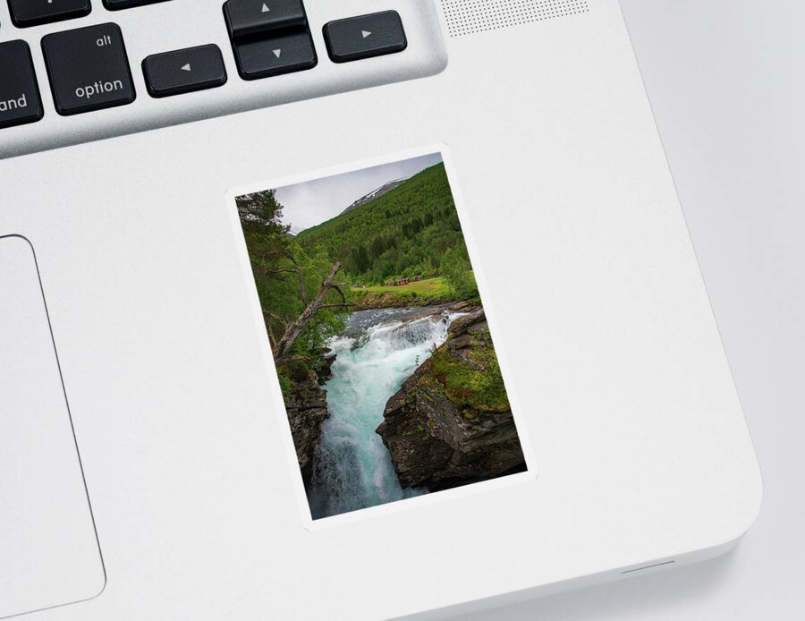Waterfall Sticker featuring the photograph Gudbrandsjuvet Waterfall in Norway by Matthew DeGrushe