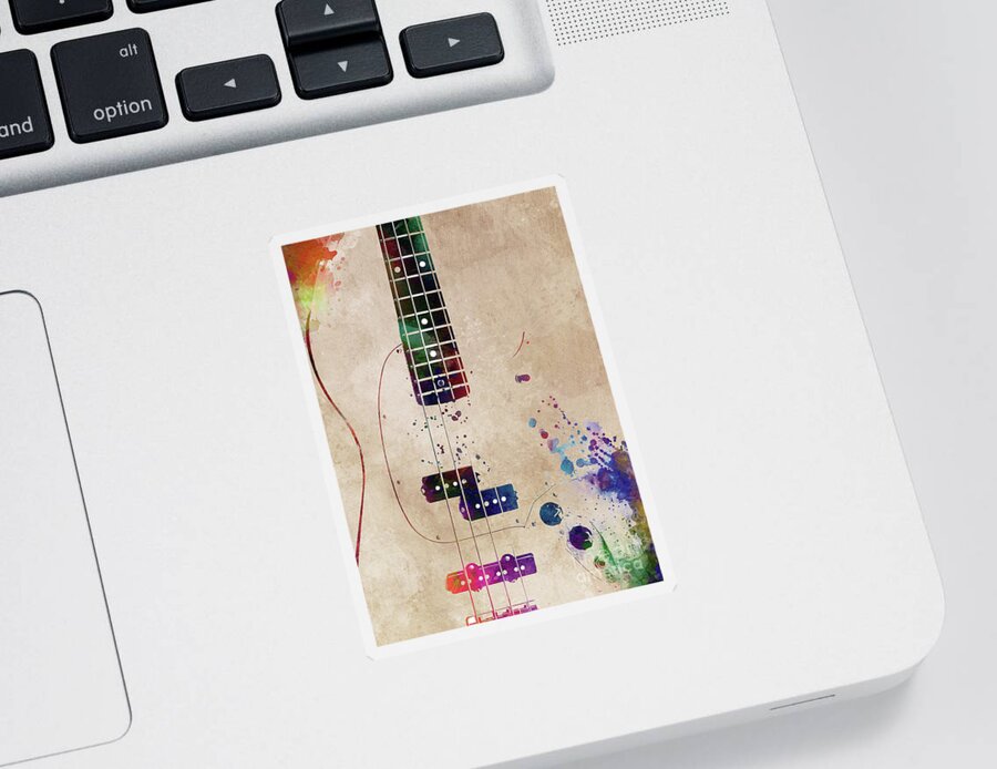 Guitar Sticker featuring the ceramic art Guitar art 11 #guitar #music by Justyna Jaszke JBJart