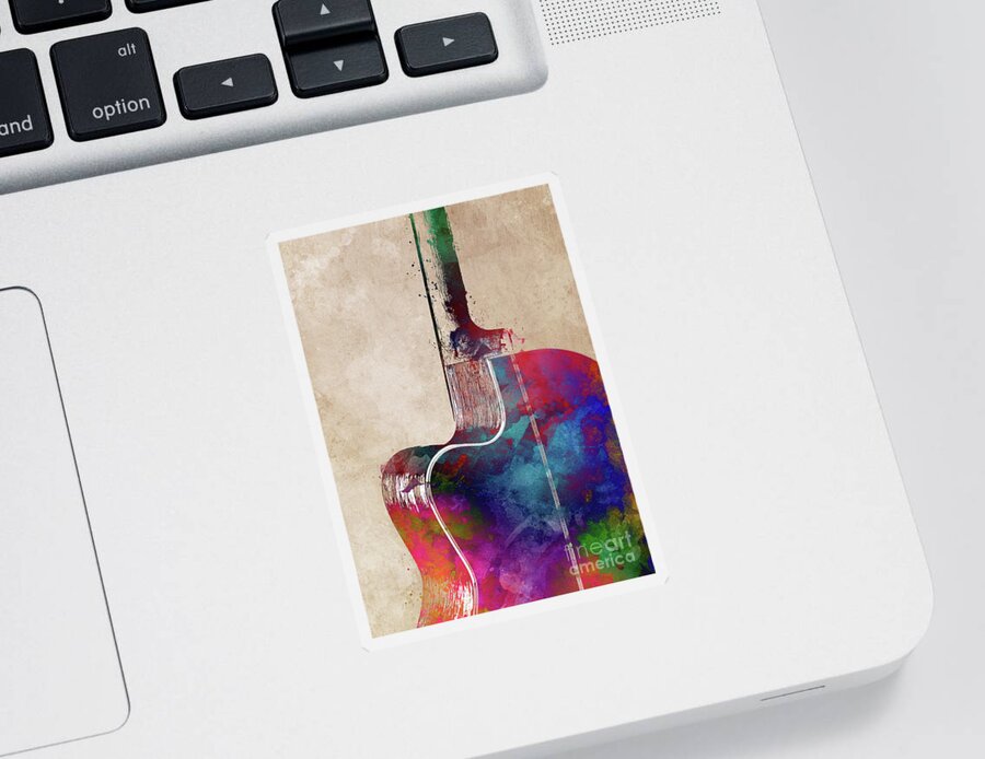 Guitar Sticker featuring the digital art Guitar art 9 #guitar #music by Justyna Jaszke JBJart