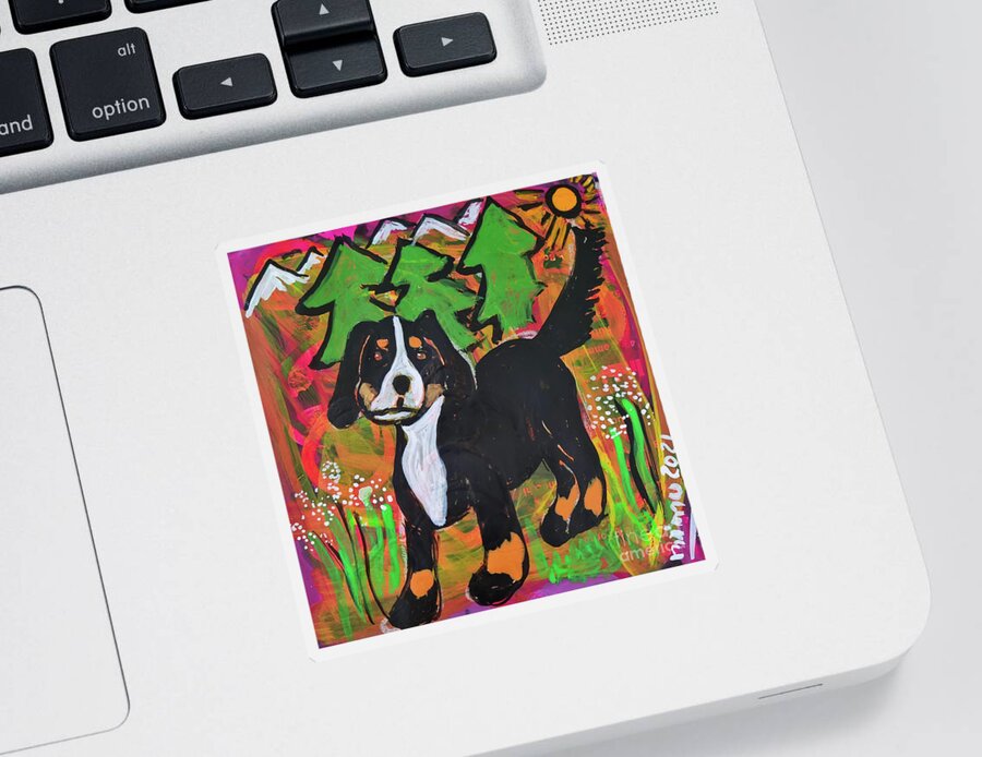 Dog Sticker featuring the painting Guter Barry - Good Barry by Mimulux Patricia No