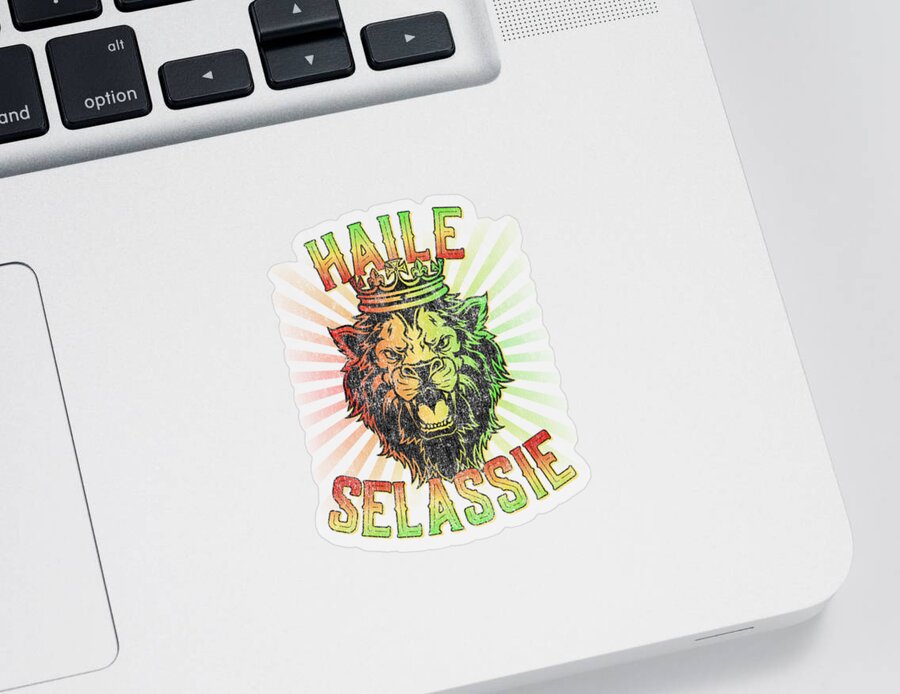 Cool Sticker featuring the digital art Haile Selassie Jah Rastafari by Flippin Sweet Gear