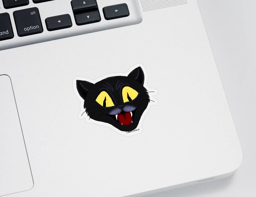 Halloween Sticker featuring the digital art Halloween Black Cat by Colleen Cornelius