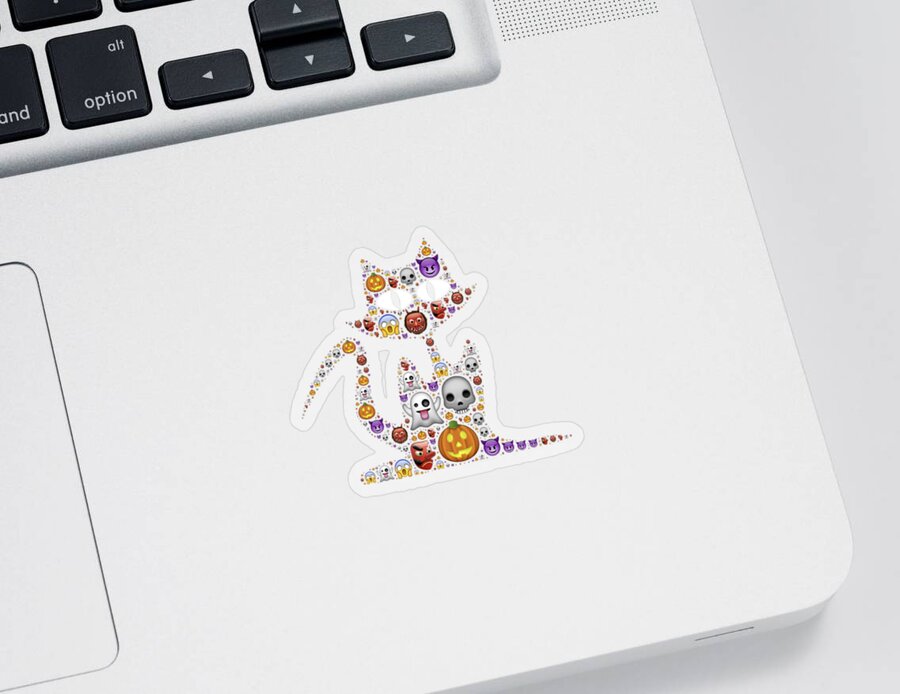 Funny Sticker featuring the digital art Halloween Cat by Flippin Sweet Gear