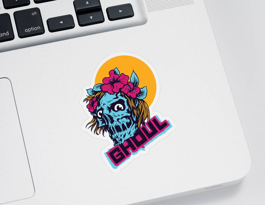 Halloween Sticker featuring the digital art Halloween Ghoul Zombie Girl by Jacob Zelazny