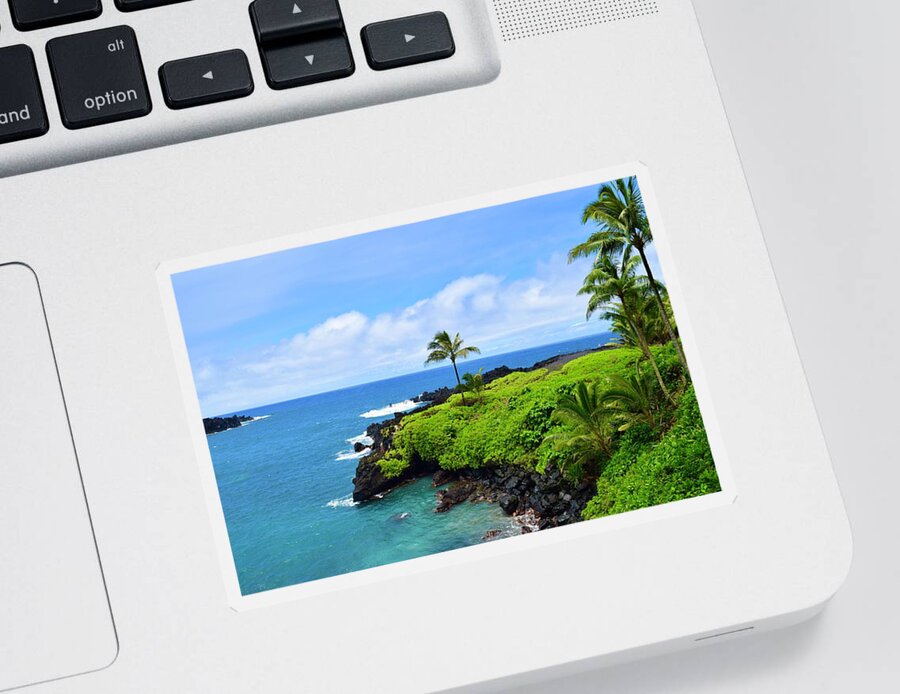 Aloha Sticker featuring the photograph Waianapanapa Panoramic View,Hana,Maui by Bnte Creations