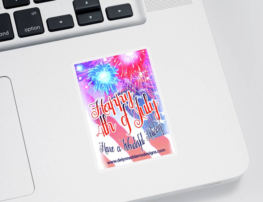 Independence Day Sticker featuring the drawing Happy 4th of July Card by Delynn Addams