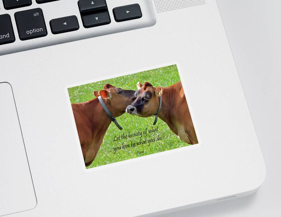 Sentimental Sticker featuring the photograph Happy Cows Speak by Nancy Griswold