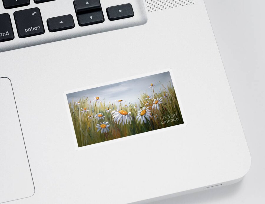 Flowers Sticker featuring the painting Happy Daisies - painting by Annie Troe