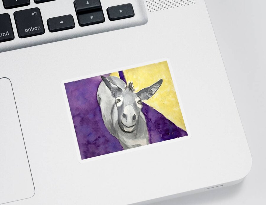 Donkey Sticker featuring the painting Happy Donkey by Diane Chinn