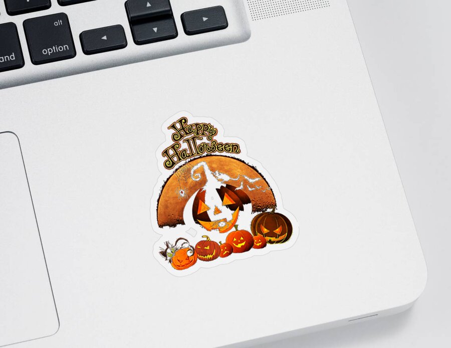 Funny Sticker featuring the digital art Happy Halloween by Flippin Sweet Gear