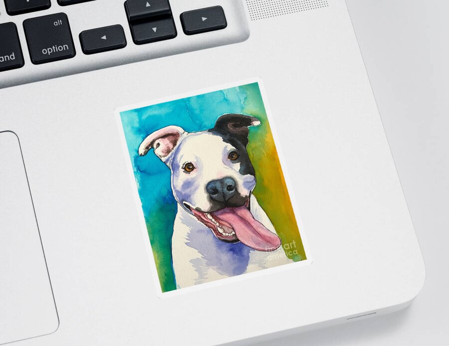 Pitbull Sticker featuring the painting Happy by Jindra Noewi