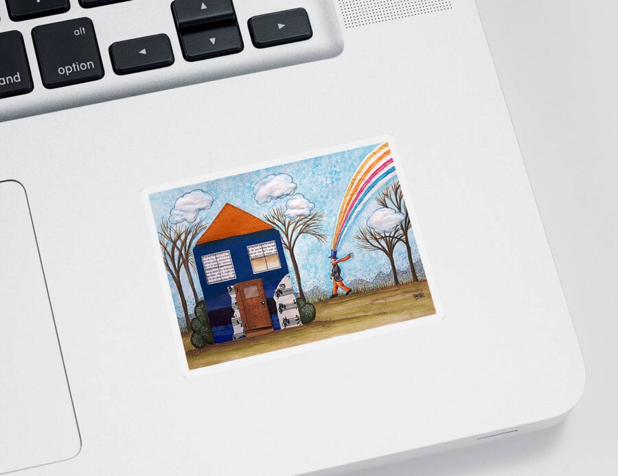 Magical Sticker featuring the painting Happy little house by Graciela Bello
