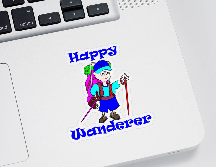 Happiness Sticker featuring the digital art Happy Wanderer - Toon Land by Bill Ressl