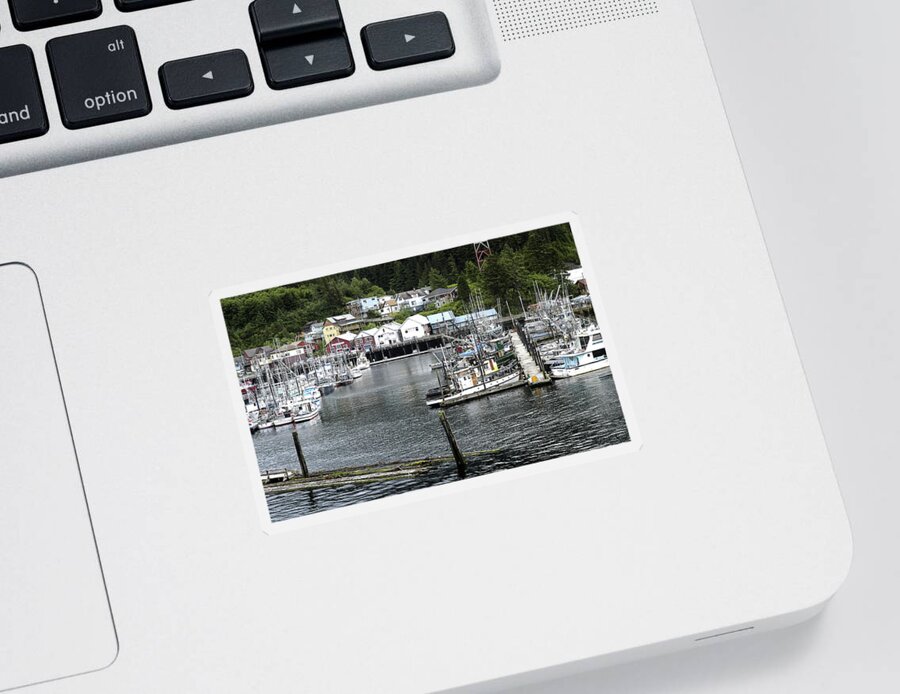 Alaska Sticker featuring the photograph Harbor with Boats in Ketchikan Alaska by James C Richardson