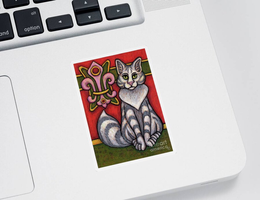Cat Portrait Sticker featuring the painting Harper. The Hauz Katz. Cat Portrait Painting Series. by Amy E Fraser