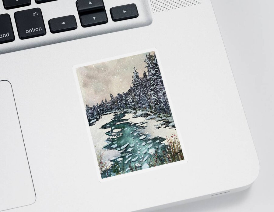 Landscape Sticker featuring the painting Harpswell, Maine by Kellie Chasse