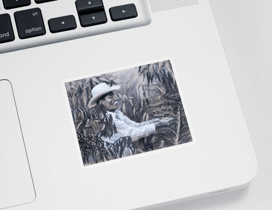 Coffee Sticker featuring the drawing Harvesting Coffee by Jordan Henderson