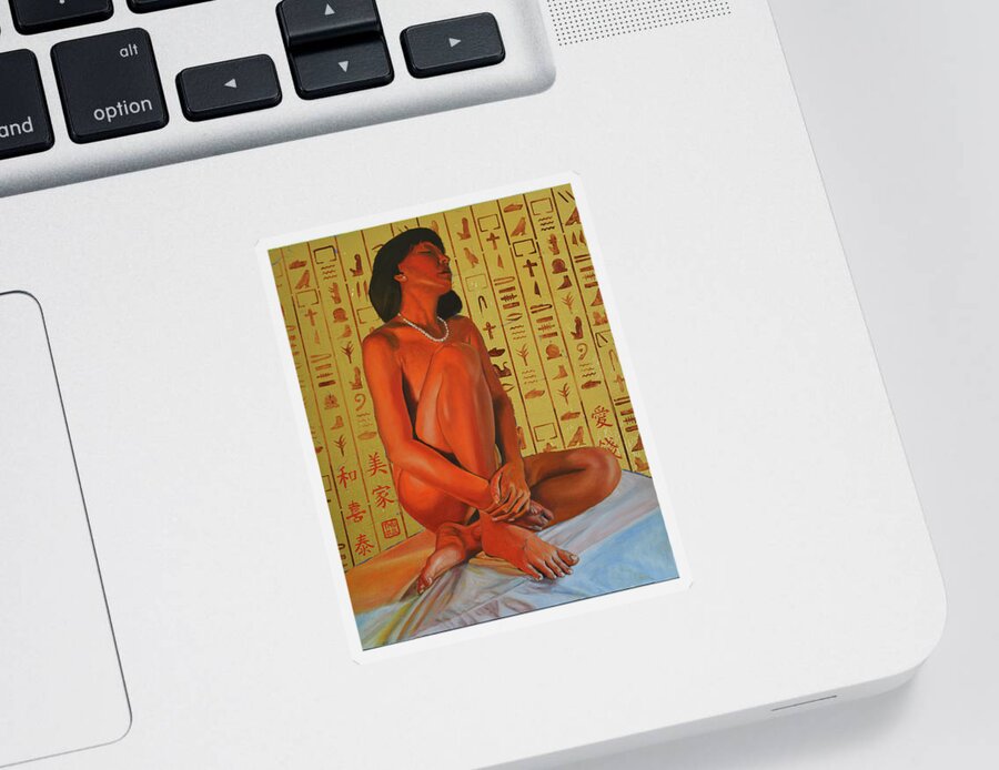 Original Painting Sticker featuring the painting Hatshepsut by Thu Nguyen