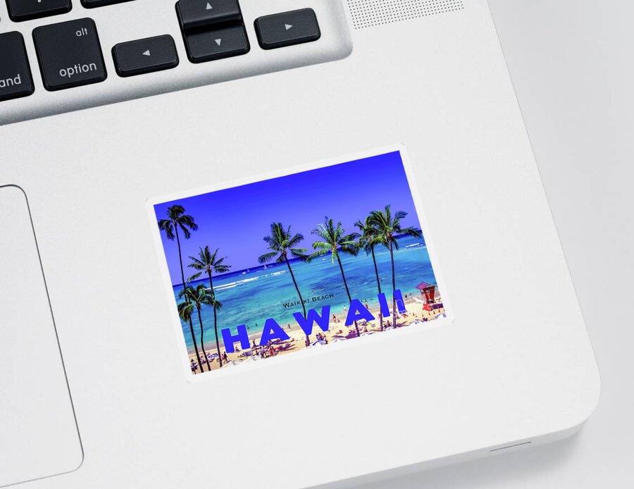 Waikiki Sticker featuring the photograph Hawaii 18, Waikiki Beach by John Seaton Callahan