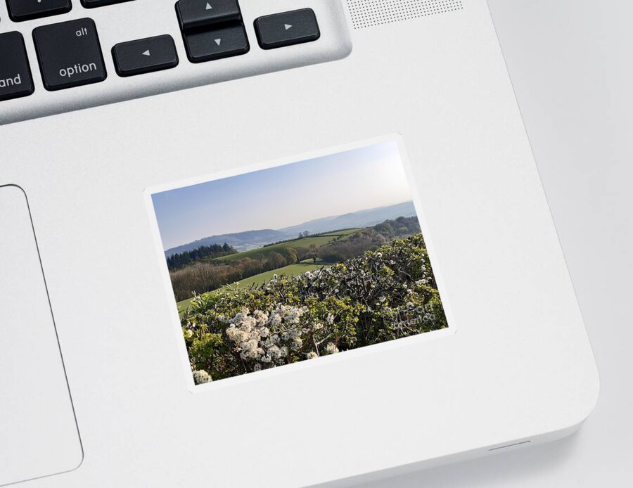 Countryside Sticker featuring the photograph Hawthorn and Hills by Gemma Reece-Holloway