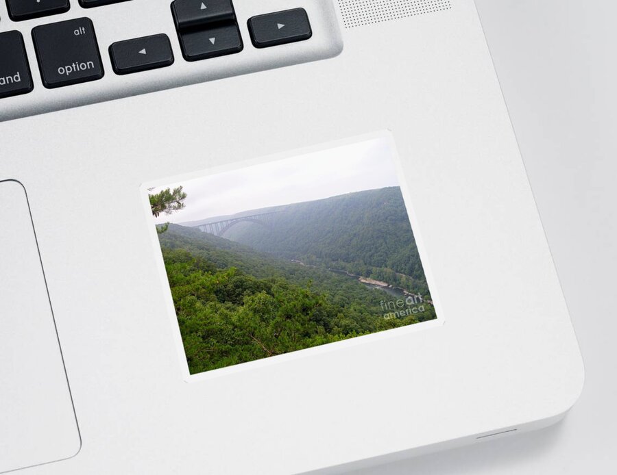 Hazy Forest Photo Sticker featuring the photograph Hazy West Virginia Bridge by Expressions By Stephanie