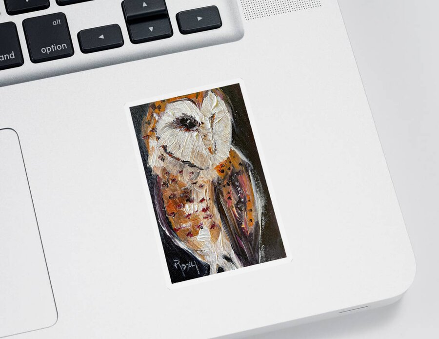 Heart Shaped Face Sticker featuring the painting Heart Faced Barn Owl by Roxy Rich