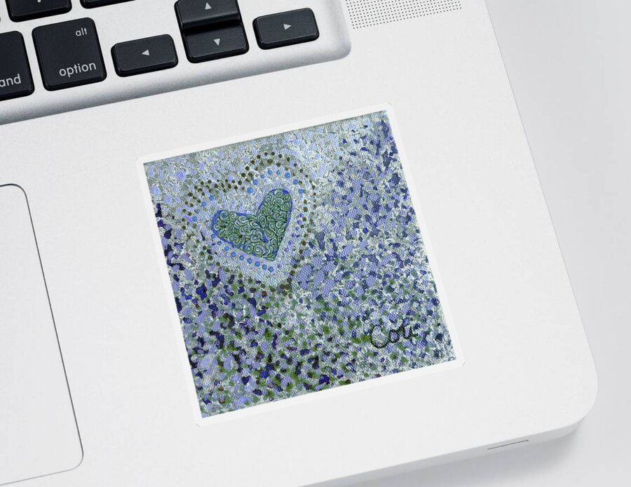 Heart Sticker featuring the painting Heart in Blues by Corinne Carroll