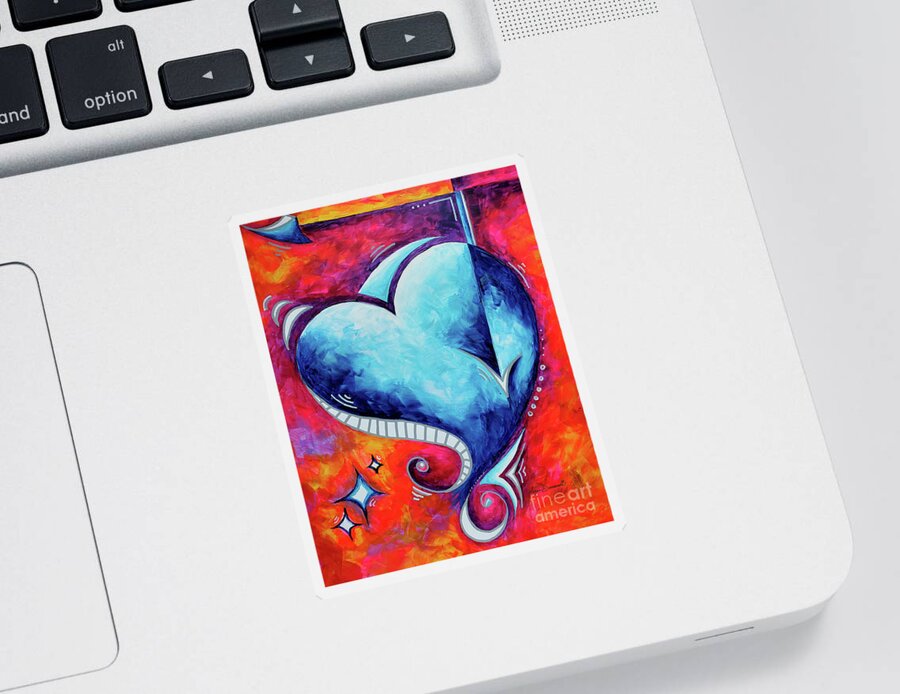 Love Sticker featuring the painting Heart Racing is a Fun Whimsical Color Study Heart Painting from the PoP of Love Collection MADART by Megan Aroon