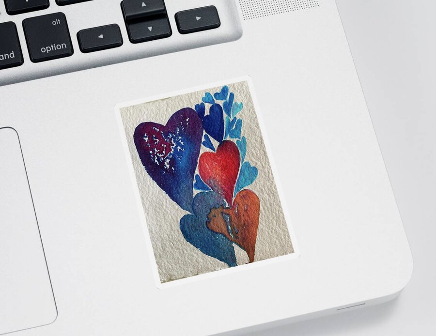Vibrant Sticker featuring the painting Hearts Bubbling by Sandy Rakowitz