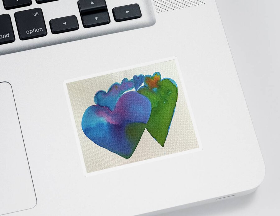Vibrant Sticker featuring the painting Hearts Loving Our Differences by Sandy Rakowitz